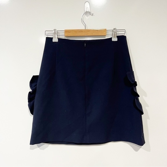Sandro Frill-pocket Stretch-woven Skirt In Deep Navy - Picture 7 of 13